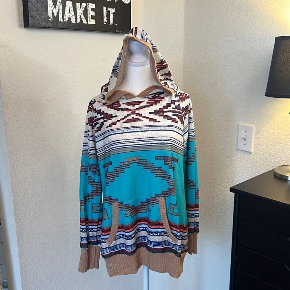 MISSLOOK Aztec Print Long Sleeve Hoodie - Size L